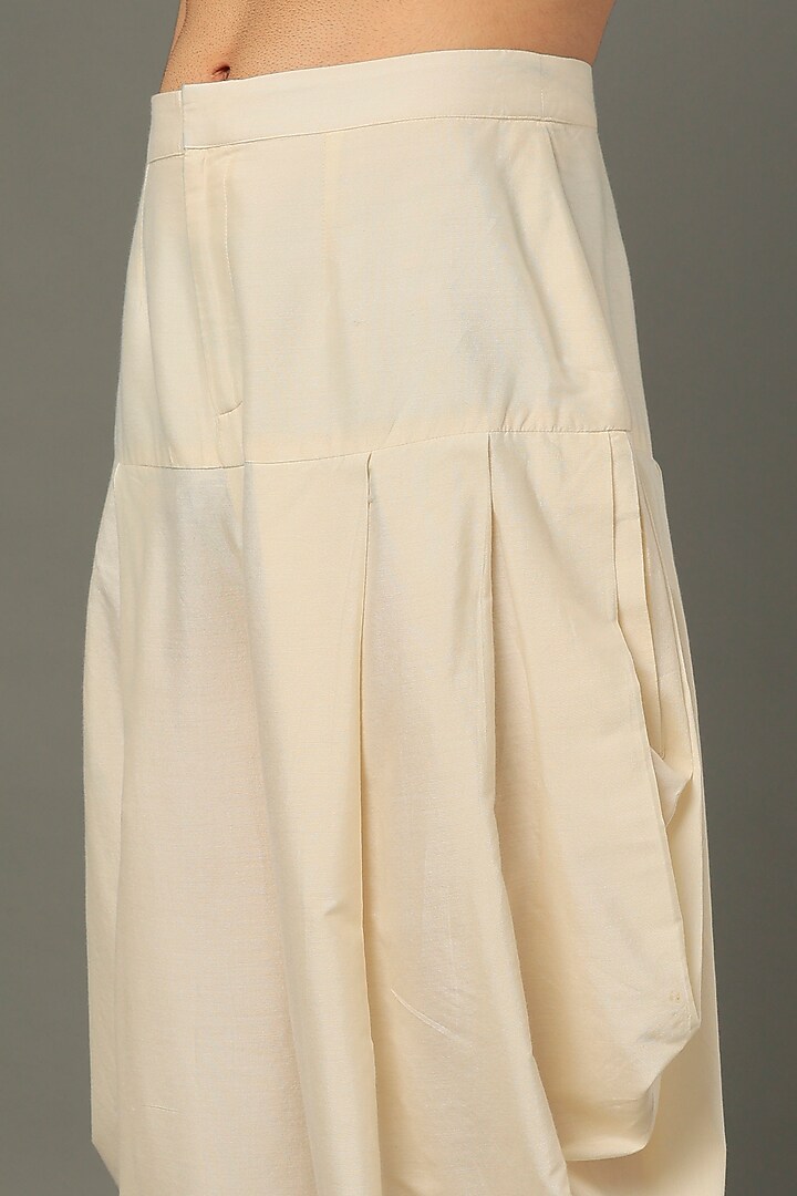Cream Spun Cotton Pants by Vivek Karunakaran at Pernia's Pop Up Shop