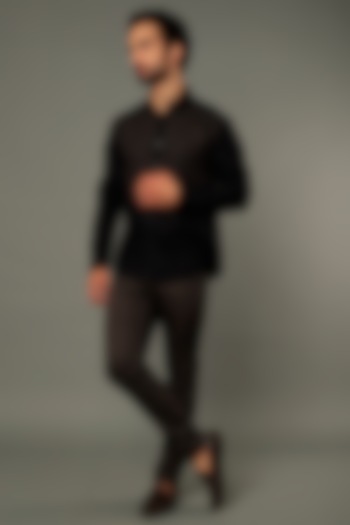 Beige Cotton Embroidered Party Wear Shirt by Vivek Karunakaran at Pernia's Pop Up Shop