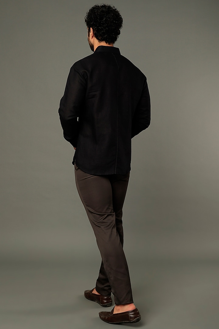 Beige Cotton Embroidered Party Wear Shirt by Vivek Karunakaran at Pernia's Pop Up Shop