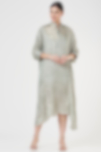 Grey Embroidered A-line Tunic by Varq By Varun Nidhika