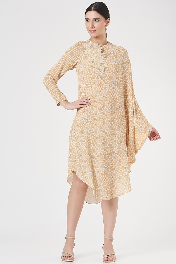 Ochre Floral Embroidered Tunic by Varq By Varun Nidhika