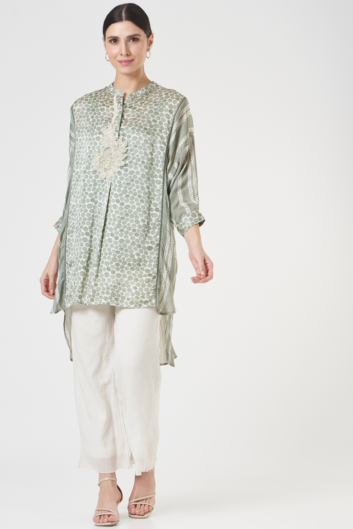 Ash Blue Printed Shirt by Varq By Varun Nidhika