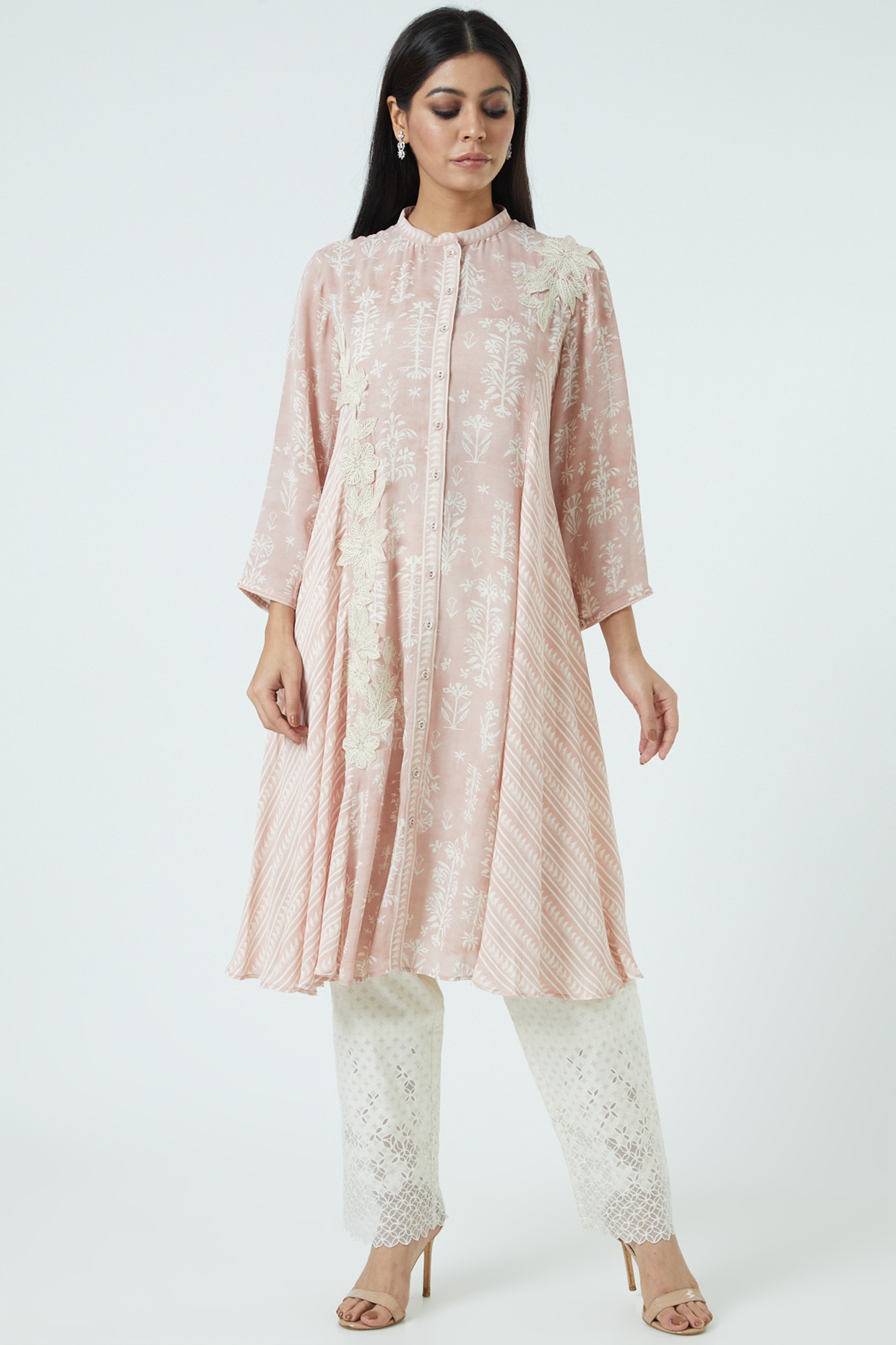 White Double Georgette Palazzo Pant by Varq By Varun Nidhika at Pernia s Pop Up Shop 2024