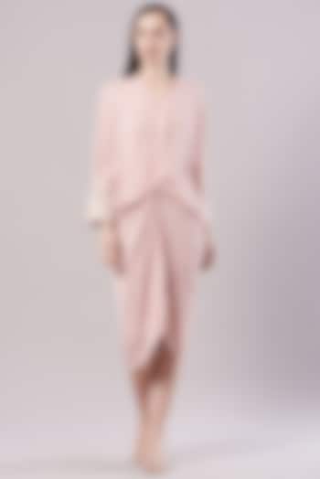 Blush Pink Printed Vacation Dress by Varq By Varun Nidhika at Pernia's Pop Up Shop