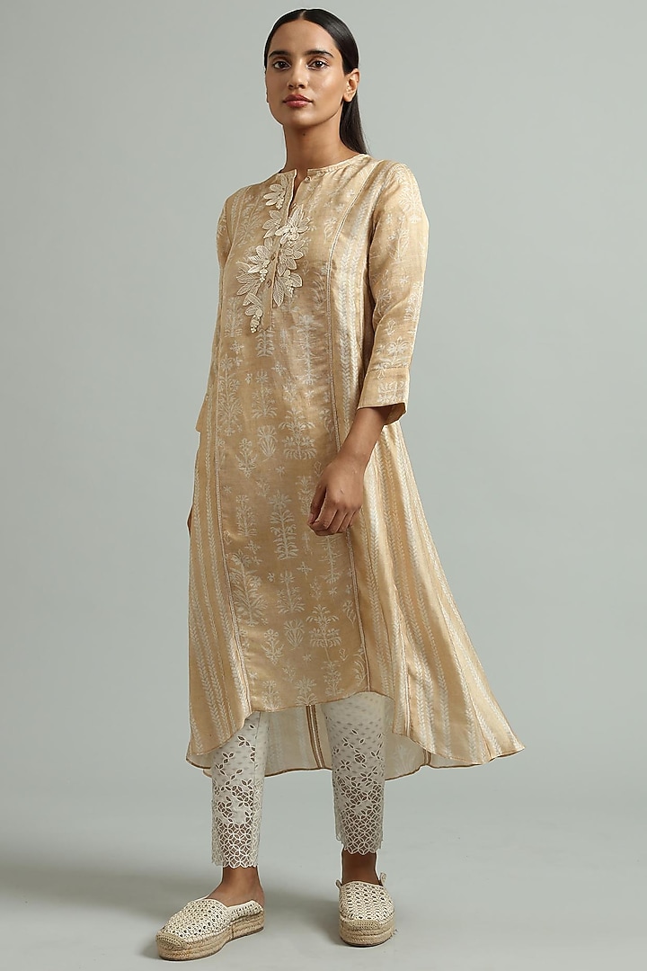 Yellow Floral Tunic by Varq By Varun Nidhika at Pernia's Pop Up Shop