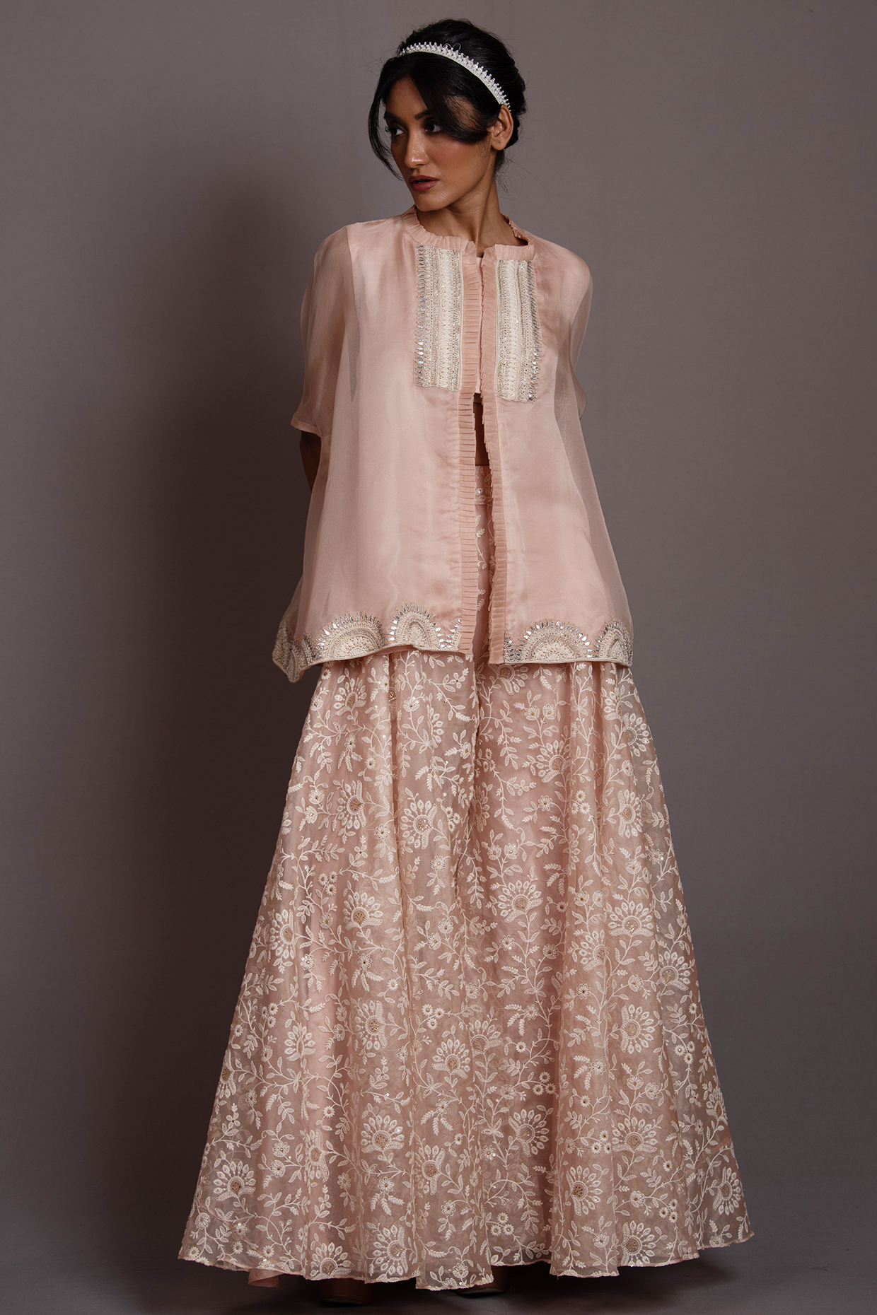 Pink Organza Wedding Sharara Set by Vara By Vibha & Priti at Pernia's Pop Up Shop