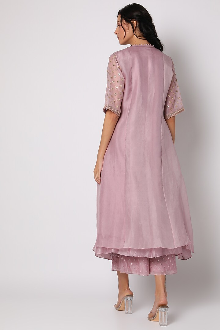 Lilac Tunic Set With Gota Patti Work by Vara By Vibha & Priti at Pernia's Pop Up Shop