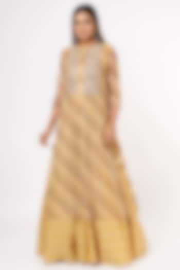 Beige Gota Patti Layered Tunic by Vara By Vibha & Priti at Pernia's Pop Up Shop