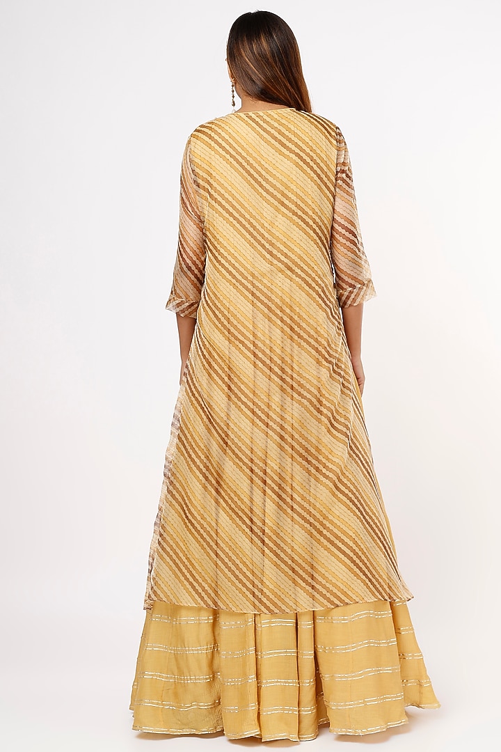 Beige Gota Patti Layered Tunic by Vara By Vibha & Priti at Pernia's Pop Up Shop