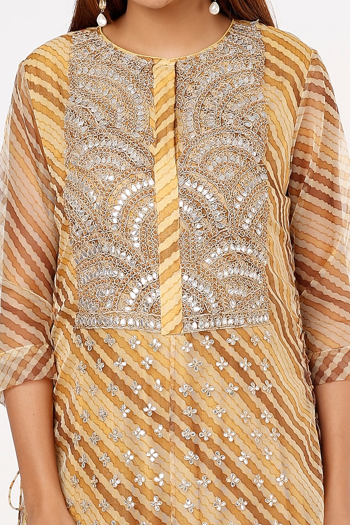 Beige Gota Patti Layered Tunic by Vara By Vibha & Priti at Pernia's Pop Up Shop