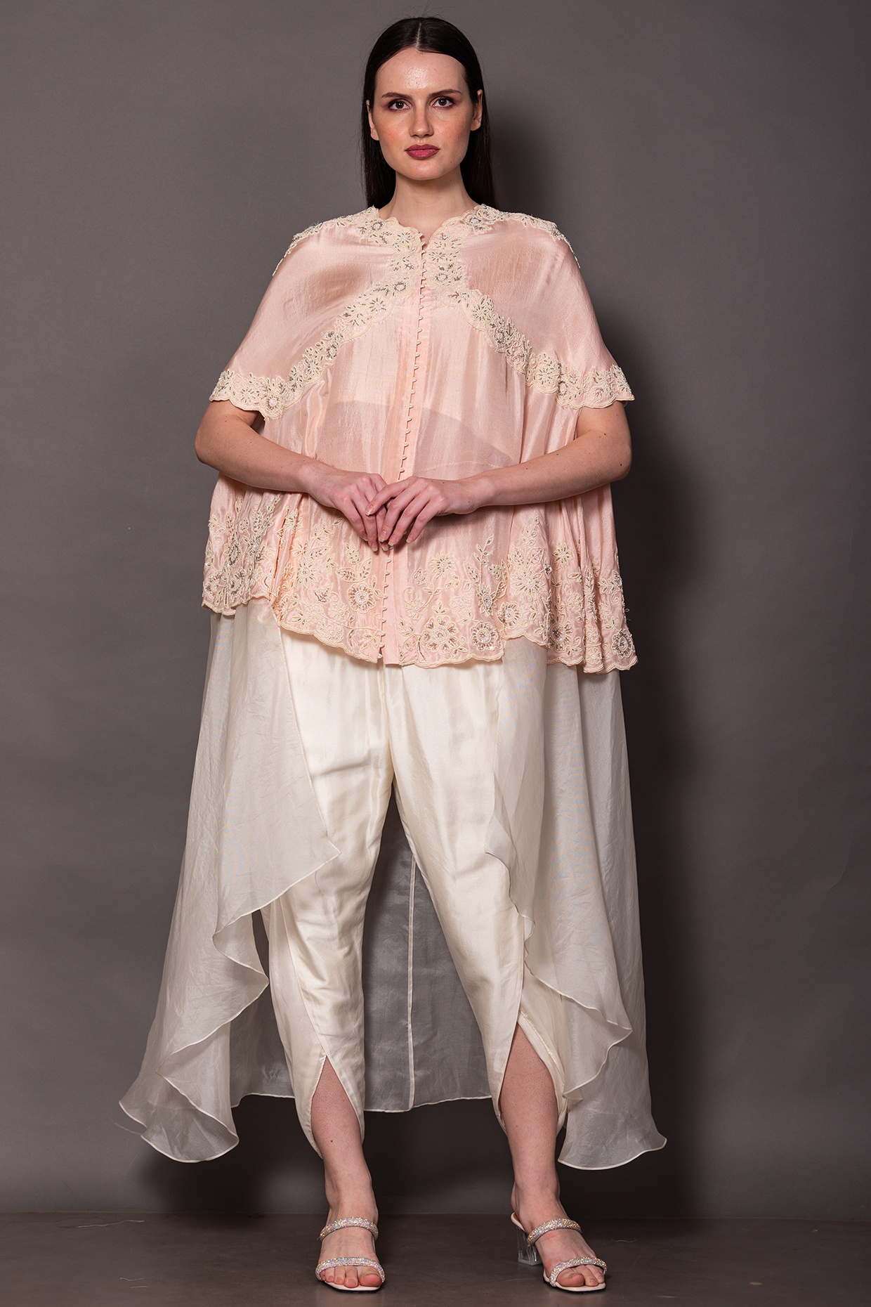 Pink Silk Dhoti Set by Vara By Vibha & Priti