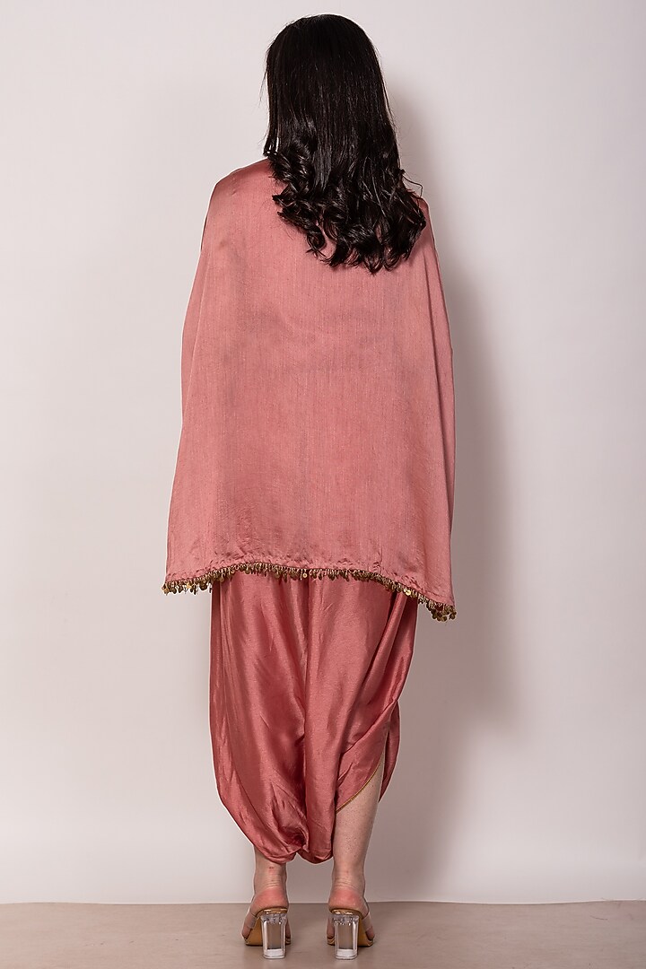 Pink Silk Chanderi & Silk Dhoti Set by Vara By Vibha & Priti at Pernia's Pop Up Shop