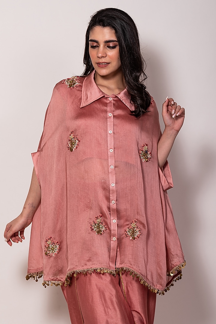 Pink Silk Chanderi & Silk Dhoti Set by Vara By Vibha & Priti at Pernia's Pop Up Shop