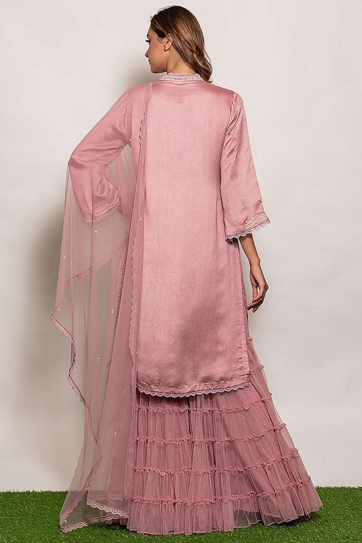 Lilac Munga Silk Party Wear Sharara Set by Vara By Vibha & Priti at Pernia's Pop Up Shop