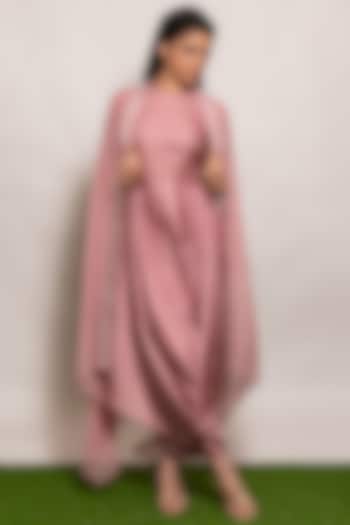 Pinkish Lilac Jumpsuit With Cape by Vara By Vibha & Priti