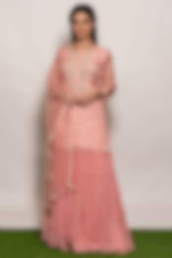 Pink Organza Party Wear Sharara Set by Vara By Vibha & Priti at Pernia's Pop Up Shop