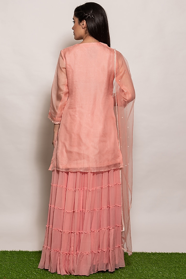 Pink Organza Party Wear Sharara Set by Vara By Vibha & Priti at Pernia's Pop Up Shop