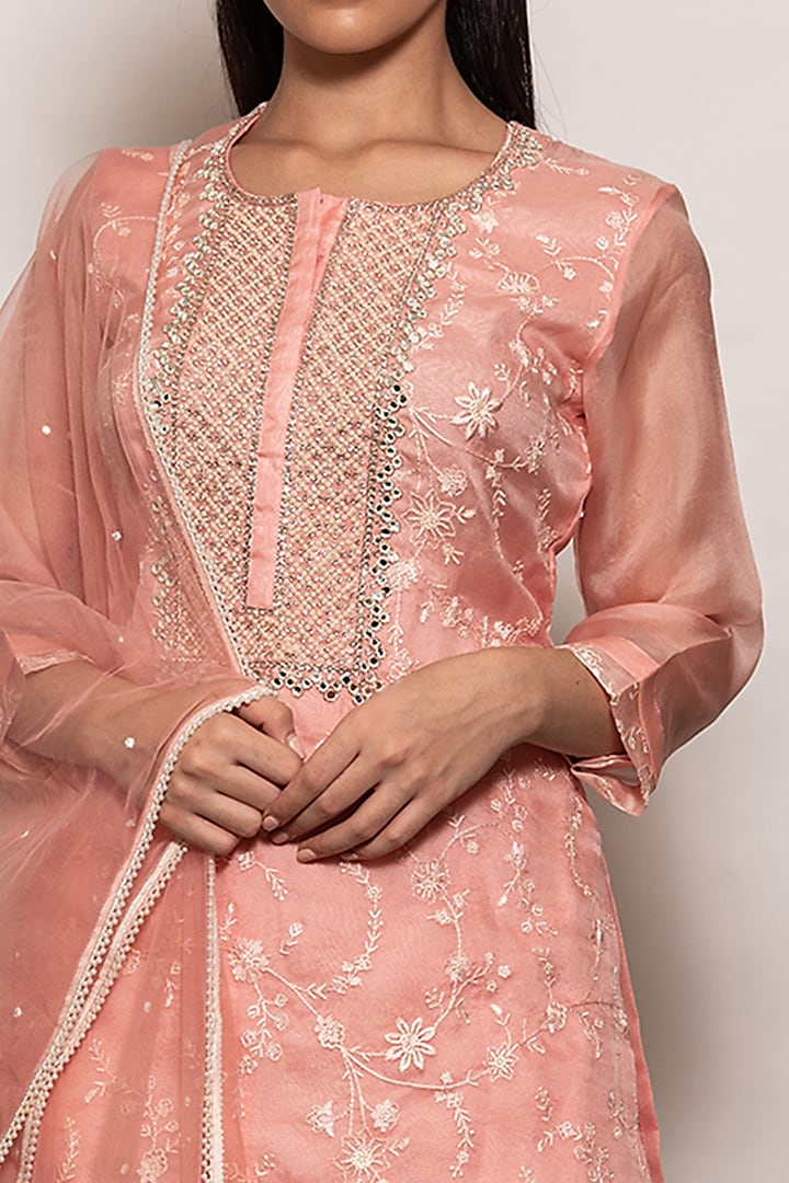 Pink Organza Party Wear Sharara Set by Vara By Vibha & Priti at Pernia's Pop Up Shop
