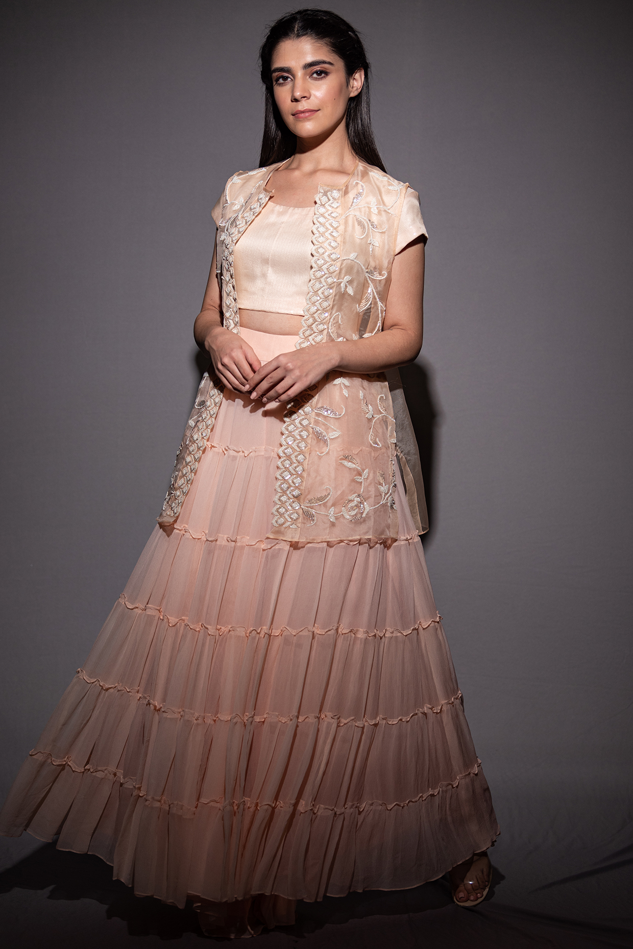 Pink Organza Jacket Set by Vara By Vibha & Priti at Pernia's Pop Up Shop