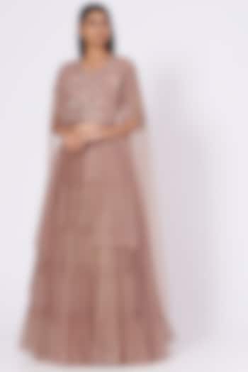 Blush Pink Net Skirt Set by Vara By Vibha & Priti