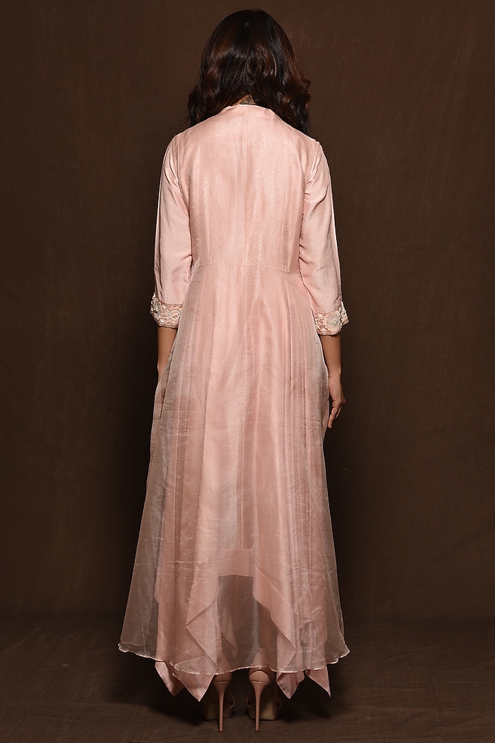 Pink Tunic With Embroidered Jacket by Vara By Vibha & Priti at Pernia's Pop Up Shop