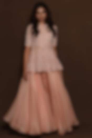 Pink Organza Wedding Sharara Set by Vara By Vibha & Priti at Pernia's Pop Up Shop