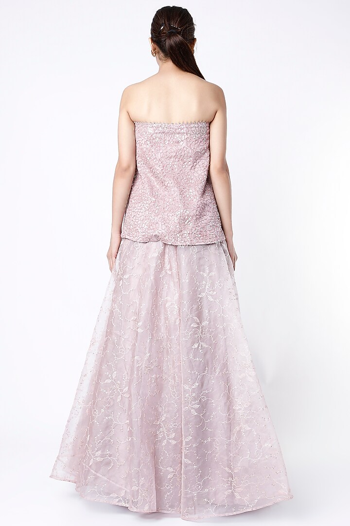 Lilac Embroidered Skirt Set by Vara By Vibha & Priti at Pernia's Pop Up Shop