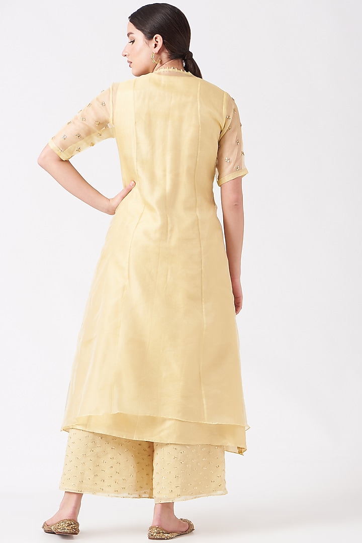 Yellow Embroidered Jacket Set by Vara By Vibha & Priti at Pernia's Pop Up Shop