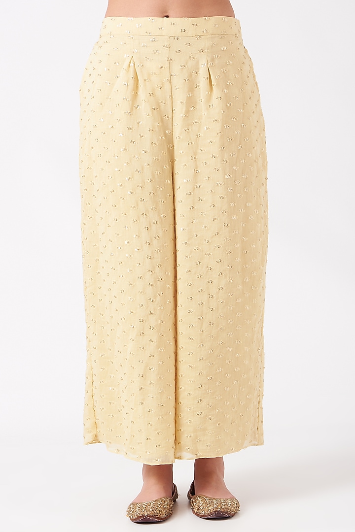Yellow Embroidered Jacket Set by Vara By Vibha & Priti at Pernia's Pop Up Shop