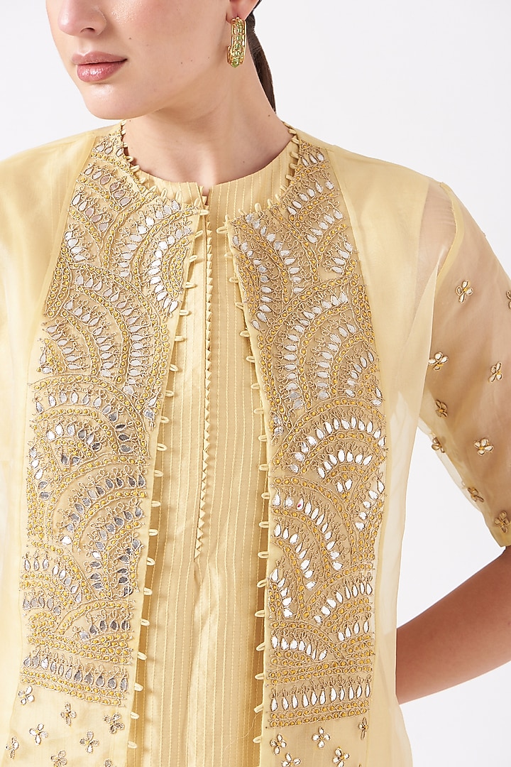 Yellow Embroidered Jacket Set by Vara By Vibha & Priti at Pernia's Pop Up Shop