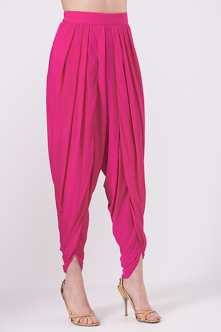 Electric Pink Georgette Dhoti Set by Vvani by Vani Vats at Pernia's Pop Up Shop