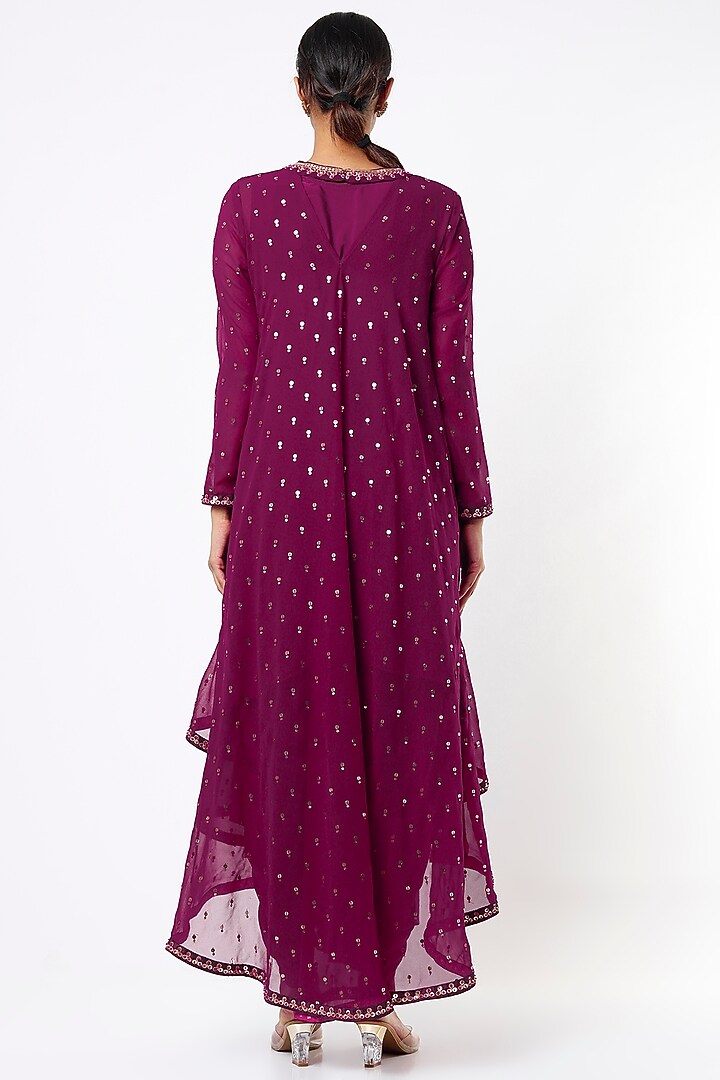 Maroon Crepe Dhoti Set by Vvani By Vani Vats at Pernia's Pop Up Shop