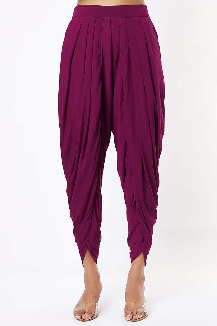 Maroon Crepe Dhoti Set by Vvani By Vani Vats at Pernia's Pop Up Shop