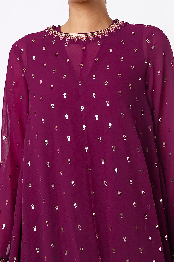 Maroon Crepe Dhoti Set by Vvani By Vani Vats at Pernia's Pop Up Shop