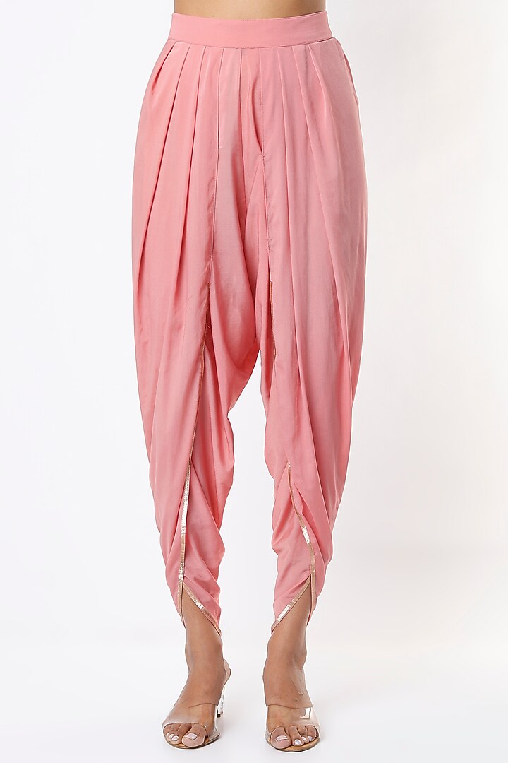 Coral Crepe Dhoti Set by Vvani By Vani Vats at Pernia's Pop Up Shop