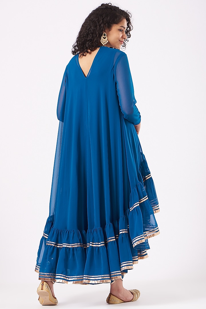 Cobalt Blue Embroidered Dhoti Set by Vvani By Vani Vats at Pernia's Pop Up Shop