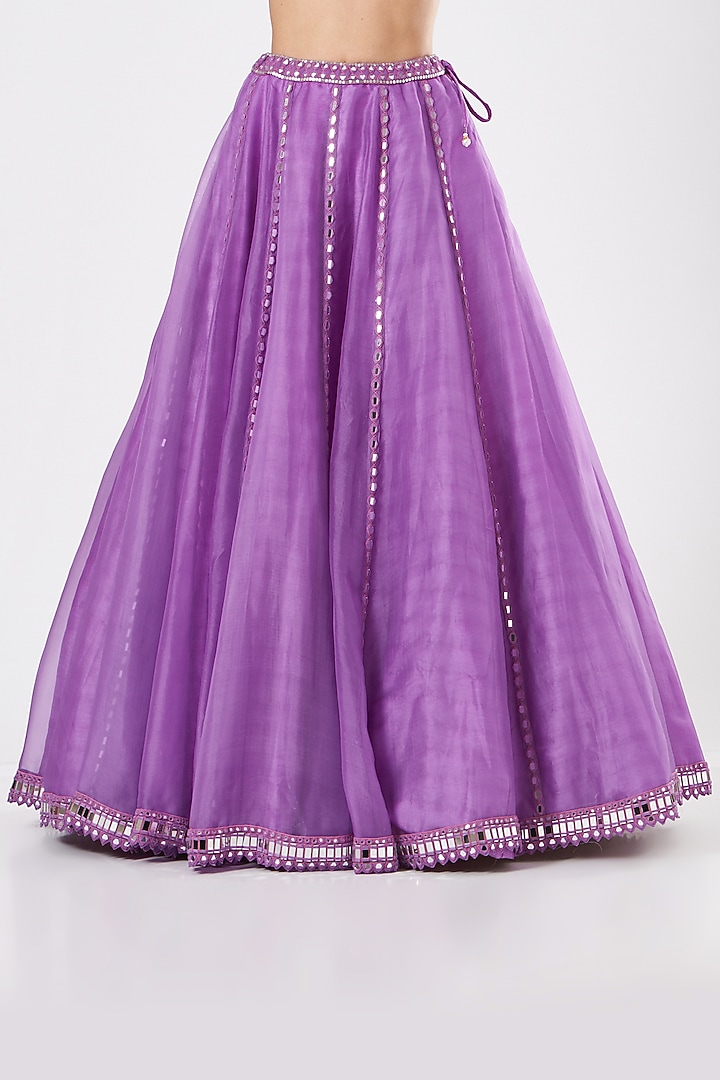 Catnip Purple Organza Cutwork Embroidered Wedding Lehenga Set by Vvani By Vani Vats at Pernia's Pop Up Shop