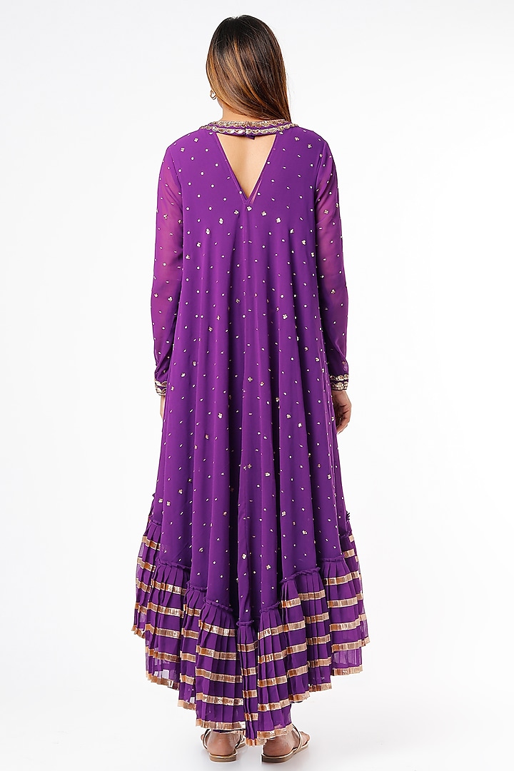 Purple Georgette Dhoti Set by Vvani By Vani Vats at Pernia's Pop Up Shop
