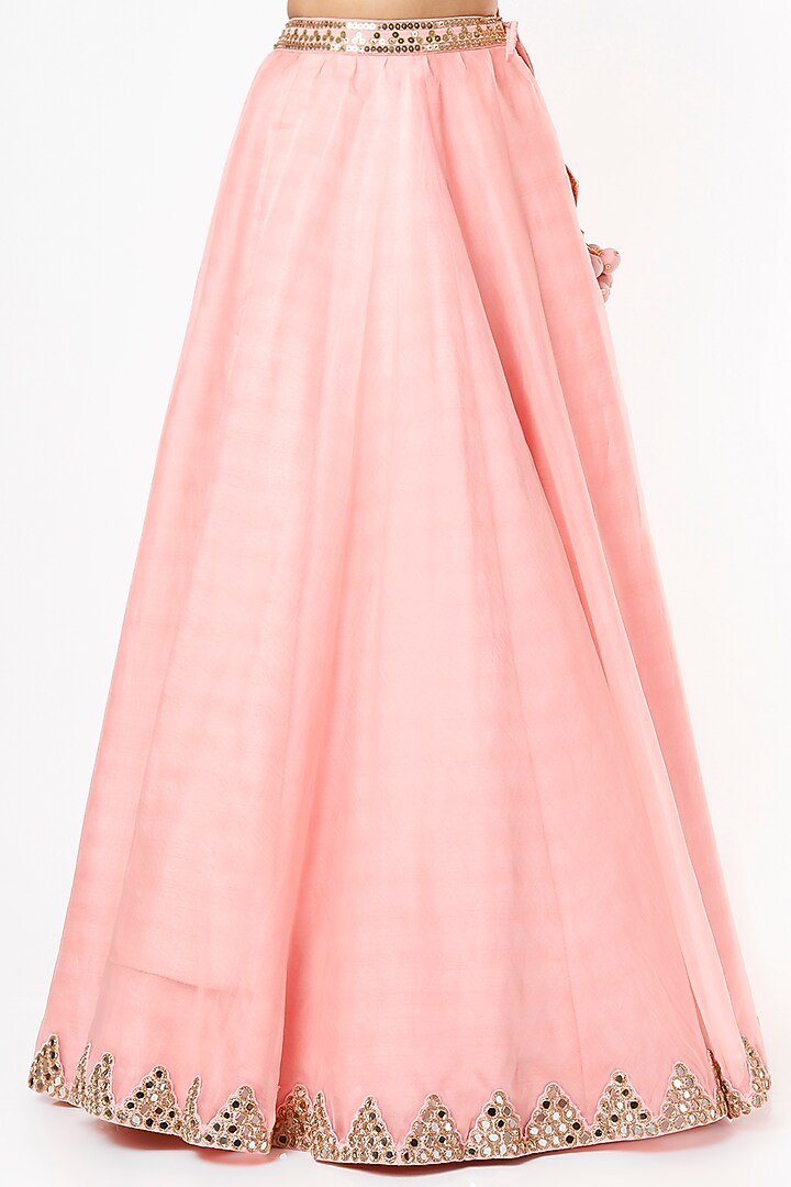 Peach Georgette Wedding Lehenga Set by Vvani By Vani Vats at Pernia's Pop Up Shop