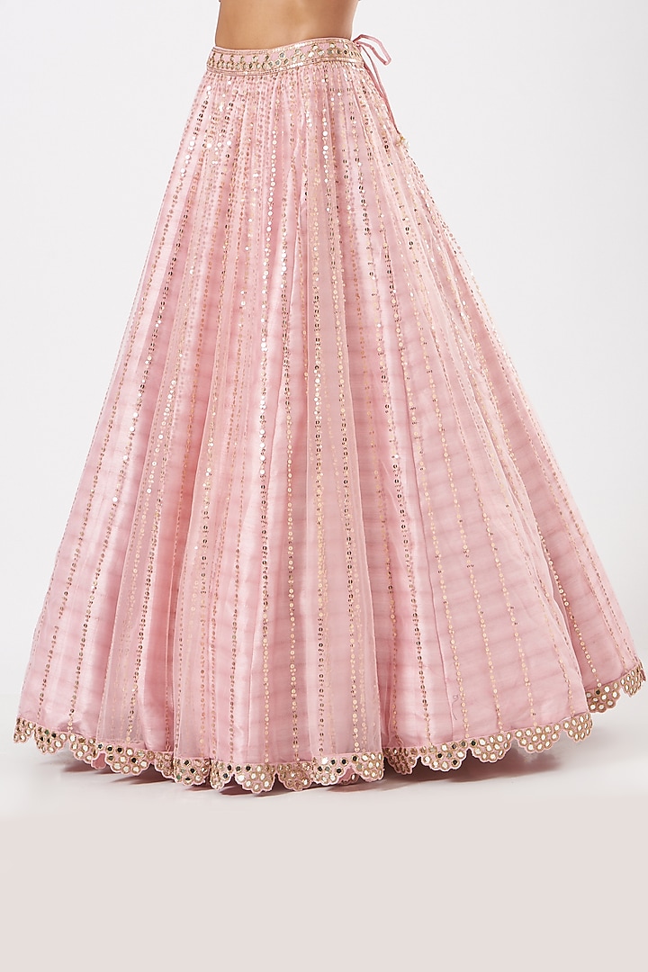Powder Pink Net Wedding Lehenga Set by Vvani By Vani Vats at Pernia's Pop Up Shop