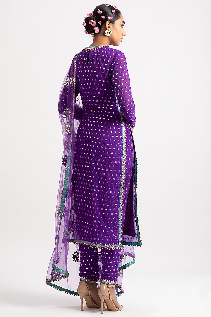 Purple Hand Embroidered Kurta Set by Vvani By Vani Vats at Pernia's Pop Up Shop
