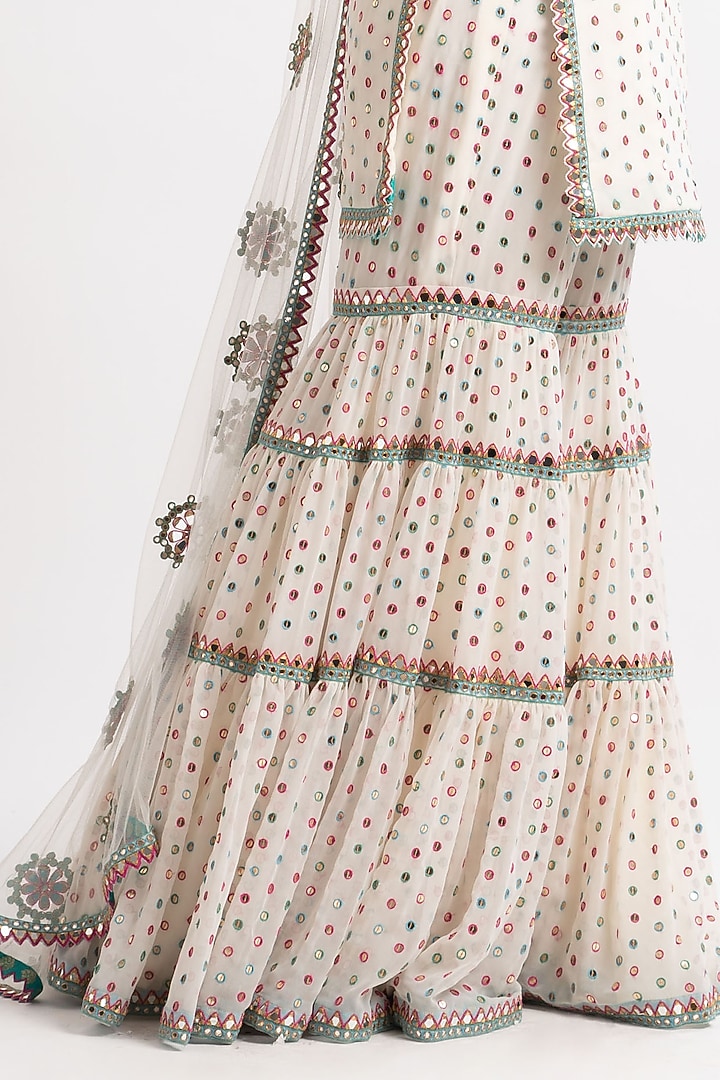 White Embroidered Wedding Sharara Set by Vvani By Vani Vats at Pernia's Pop Up Shop