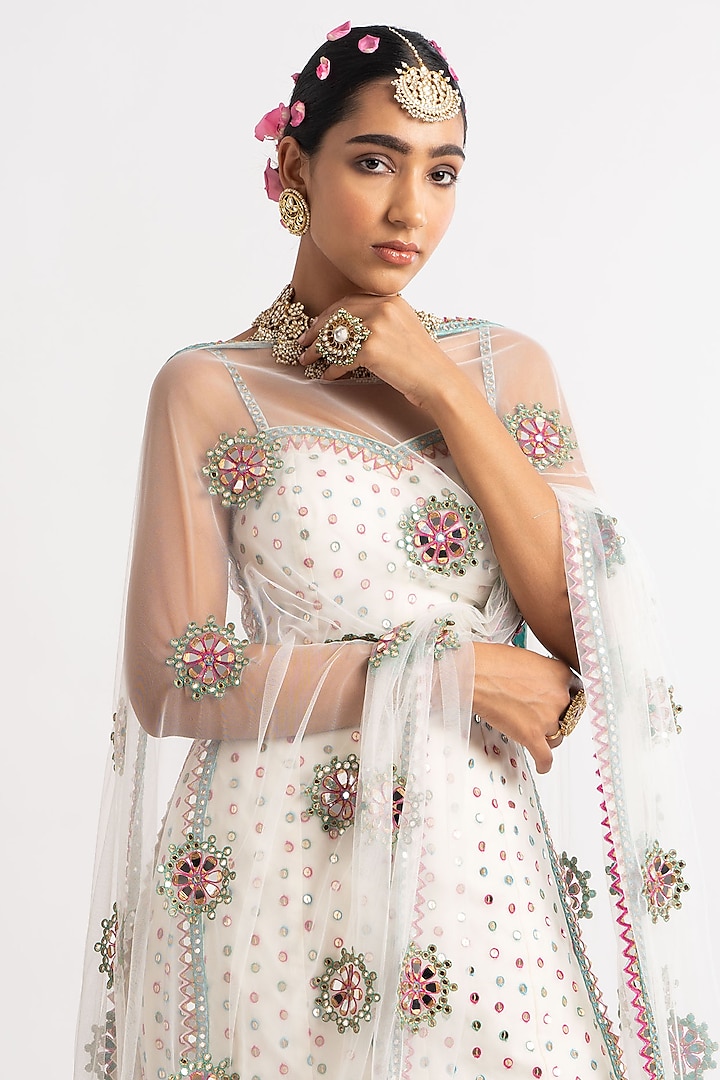 White Embroidered Wedding Sharara Set by Vvani By Vani Vats at Pernia's Pop Up Shop