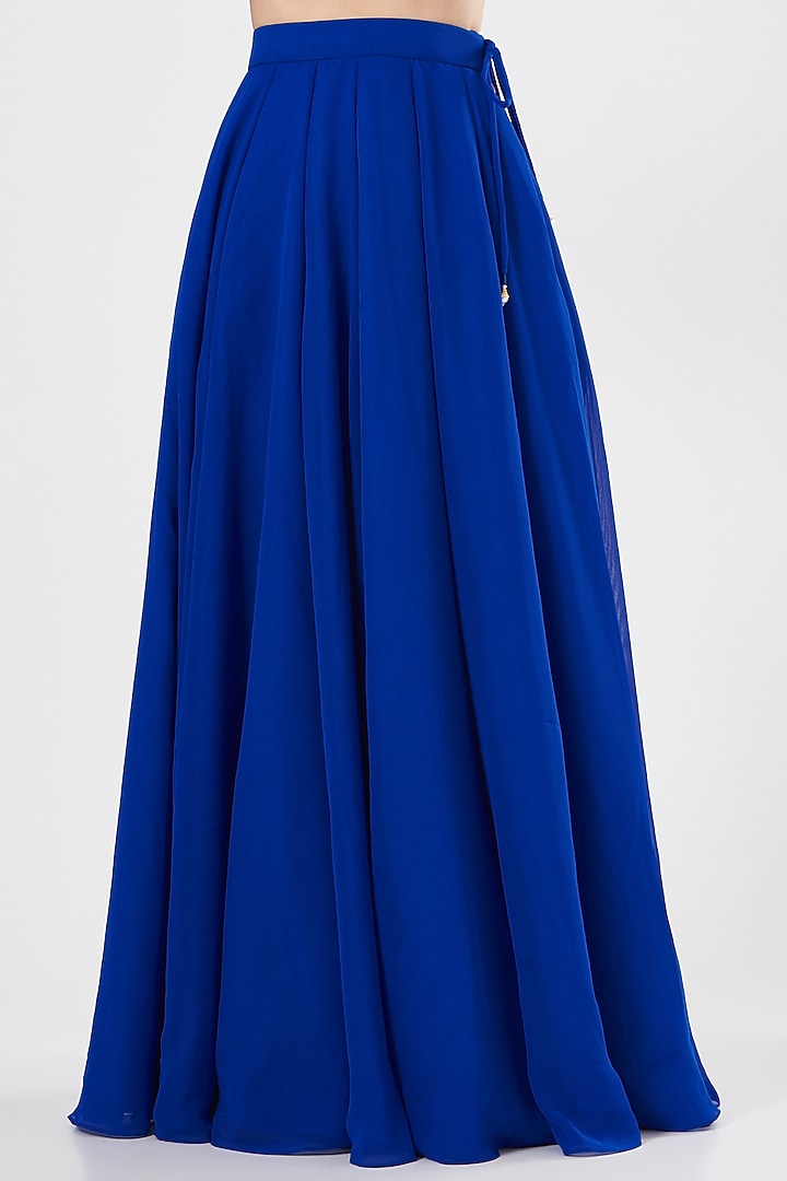 Royal Blue Georgette Wedding Lehenga Set by Vvani By Vani Vats at Pernia's Pop Up Shop