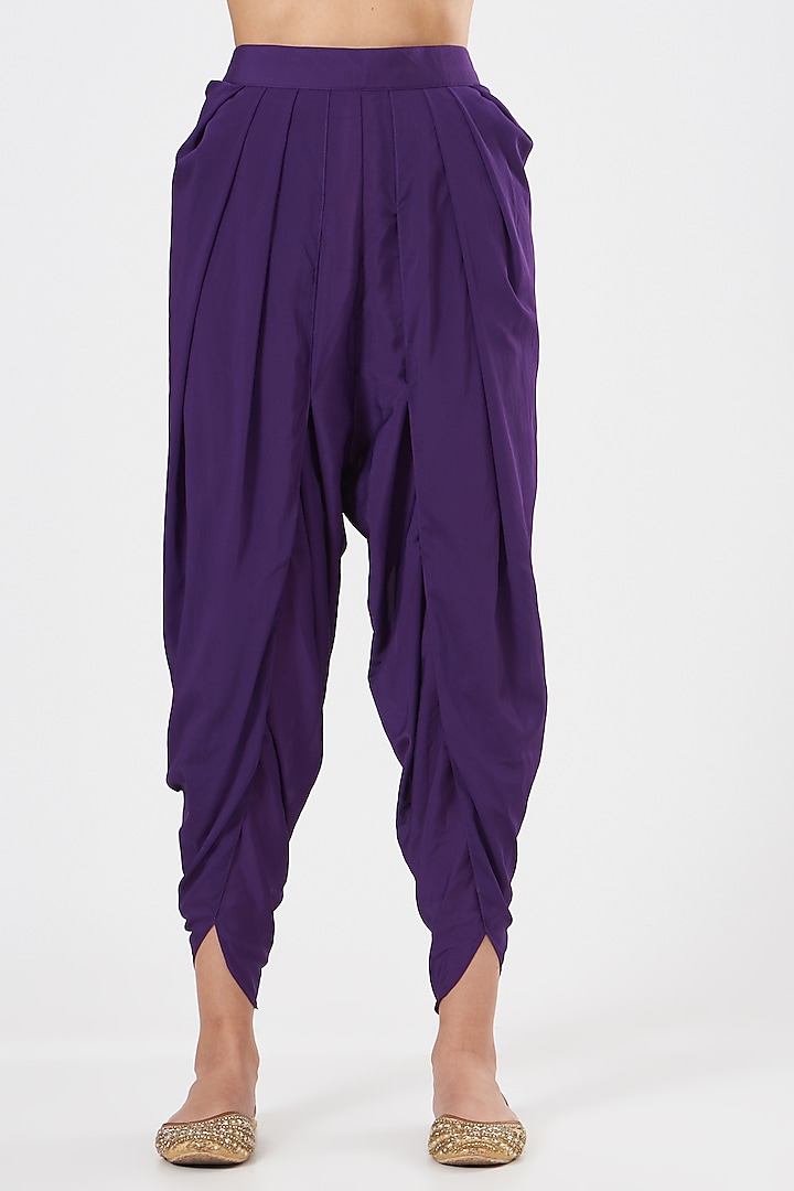Purple Dhoti Set In Crepe by Vvani By Vani Vats at Pernia's Pop Up Shop
