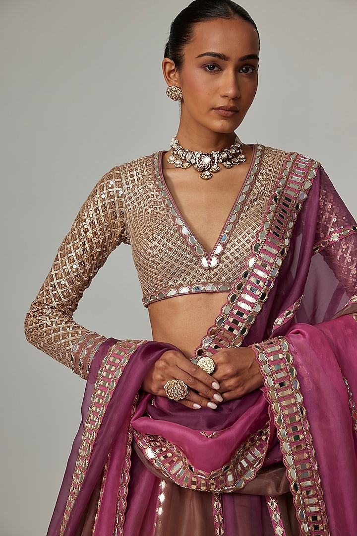 Multi-Colored Organza Gota Embroidered Wedding Lehenga Set by Vvani by Vani Vats at Pernia's Pop Up Shop