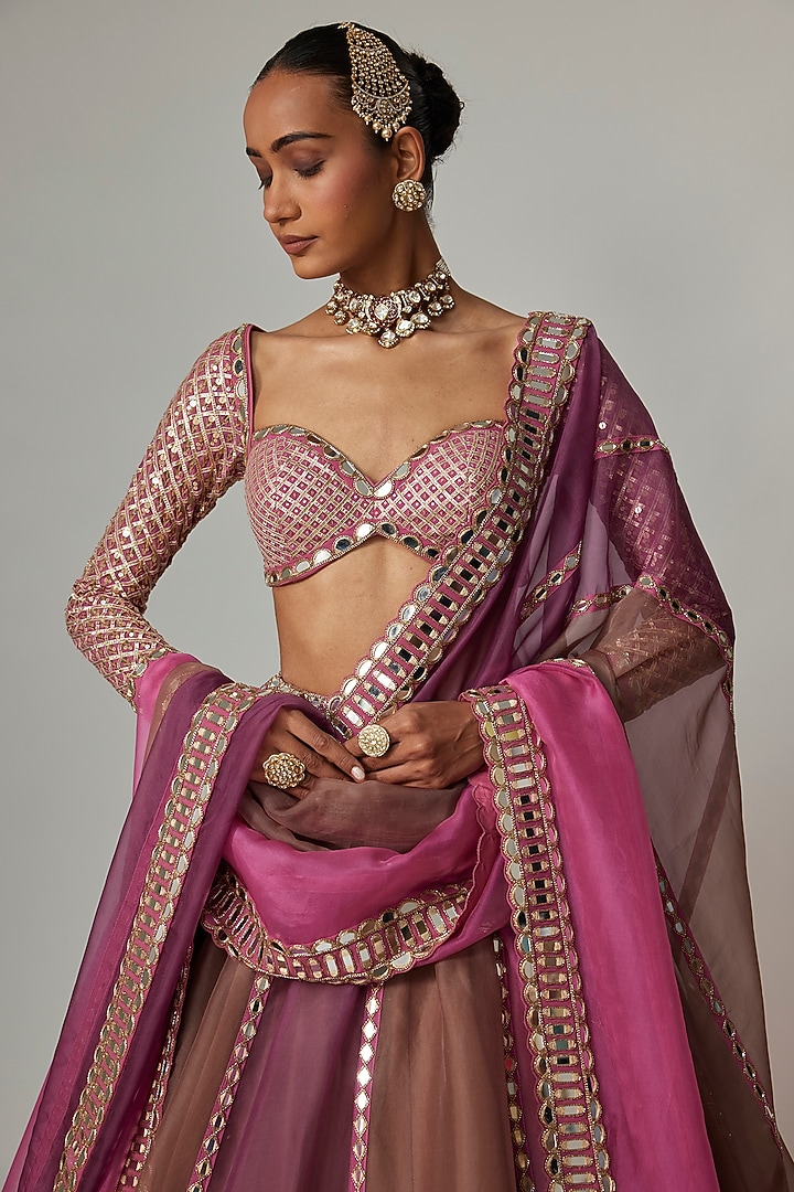 Multi-Colored Organza Gota Embroidered Wedding Lehenga Set by Vvani by Vani Vats at Pernia's Pop Up Shop