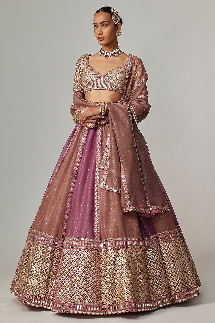 Multi-Colored Organza Gota Embroidered Bridal Lehenga Set by Vvani by Vani Vats at Pernia's Pop Up Shop
