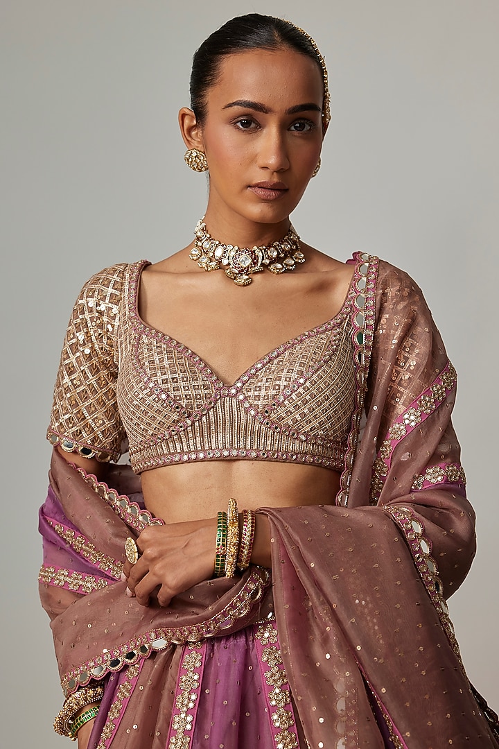 Multi-Colored Organza Gota Embroidered Bridal Lehenga Set by Vvani by Vani Vats at Pernia's Pop Up Shop