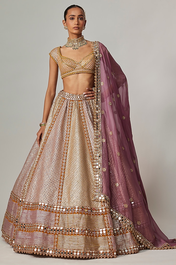 Multi-Colored Georgette Gota Embroidered Bridal Lehenga Set by Vvani by Vani Vats at Pernia's Pop Up Shop